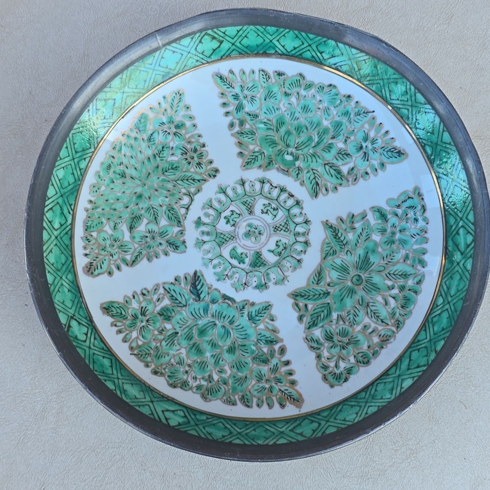 VTG Lord & Taylor Hand-Painted Geometric Bowl | Hong Kong MCM | Bent Rim & Wear